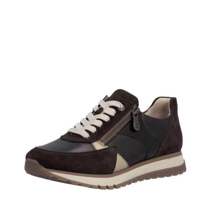 Rieker sneakers til dame i brun med ekstra vidde H og udtagelig sål.