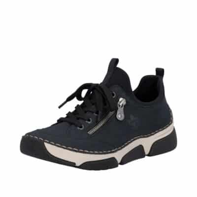 Rieker sneakers til dame i blå med snøre og elastisk åbning samt stødabsorbering.