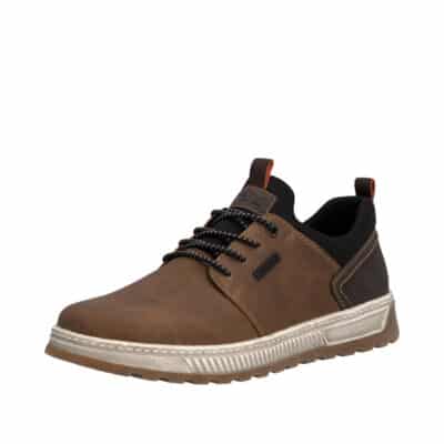 Rieker sneakers til herre i brun med elastik samt ekstra bredde H og Rieker-Tex