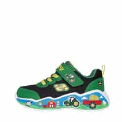 Skechers x John Deere: Play Scene Sneakers til børn i grøn med velcrorem og fast hælkappe.
