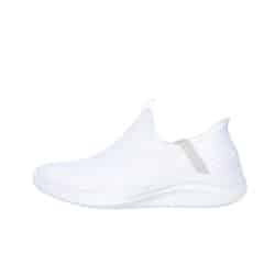 Skechers Slip-In Ultra Flex 3.0 Cozy Streak sko til dame i hvid med fast hælkappe samt memory foam sål
