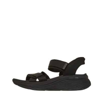 Skechers slip-ins sandaler til dame i sort med velcroremme.