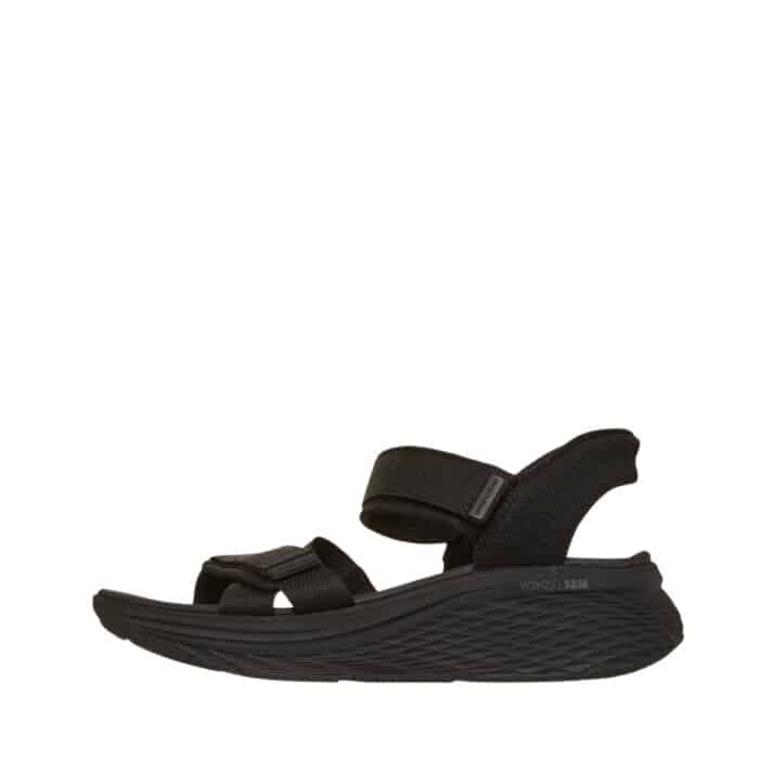 Skechers slip-ins sandaler til dame i sort med velcroremme.