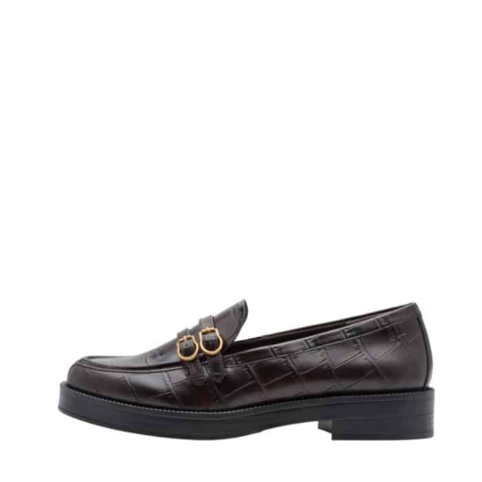 Tamaris loafers til dame i mørkebrun med flot detalje over vristen samt Touch-it sål og Anti-slide