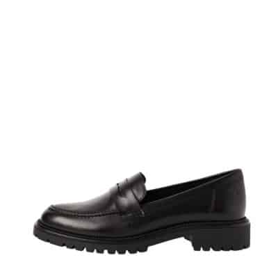 Tamaris loafers til dame i sort med skindoverdel og blød Touch-it sål samt chuncy ydersål