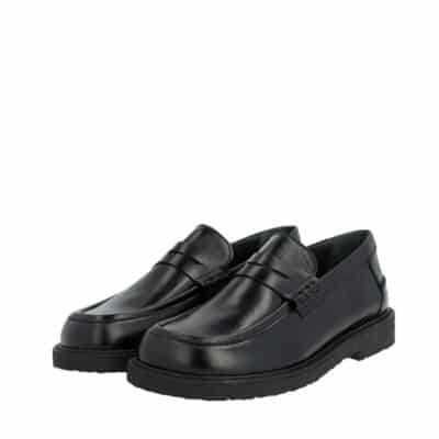 Angulus loafers til dame i sort med skindoverdel og rund snude
