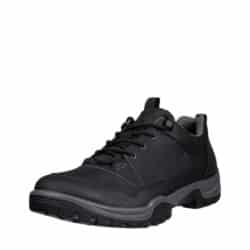Ecco sneakers til herre i sort skind med snørebånd og udtagelig sål.
