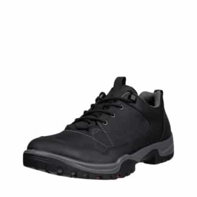 Ecco sneakers til herre i sort skind med snørebånd og udtagelig sål.