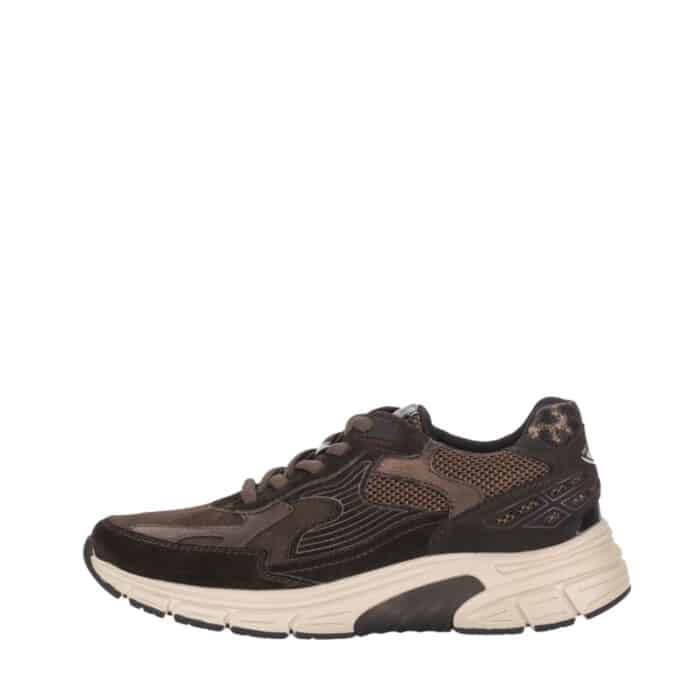 Gabor Rollingsoft sneakers til dame i brun med skindoverdel og udtagelig sål samt snørebånd