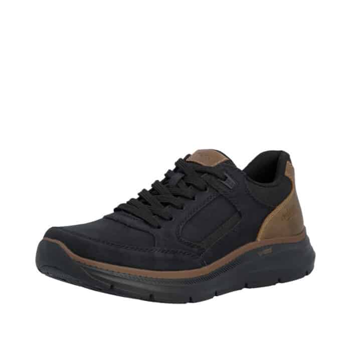 Rieker sneakers til herre i sort med snørebånd samt lynlås og stødabsorbering