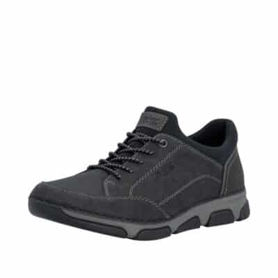 Rieker sneakers til herre i sort med ekstra bredde H og udtagelig sål samt elastik