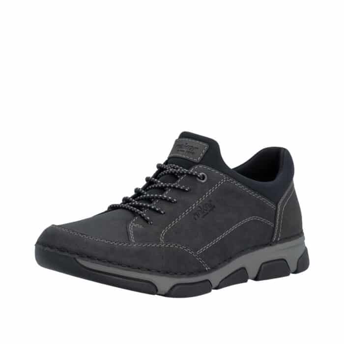 Rieker sneakers til herre i sort med ekstra bredde H og udtagelig sål samt elastik