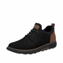 Rieker sneakers til herre i sort skind med ekstra bredde H og udtagelig sål