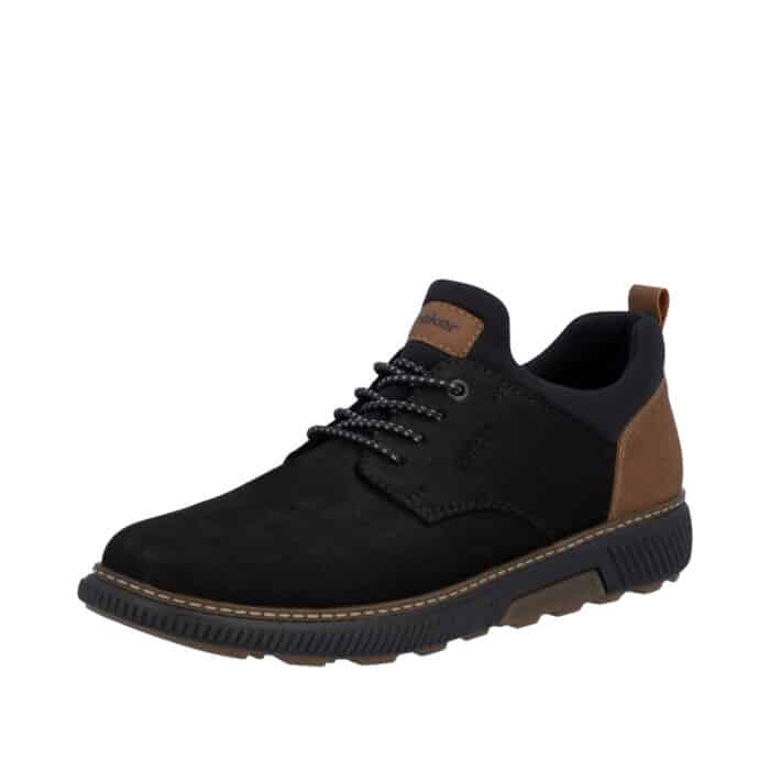 Rieker sneakers til herre i sort skind med ekstra bredde H og udtagelig sål